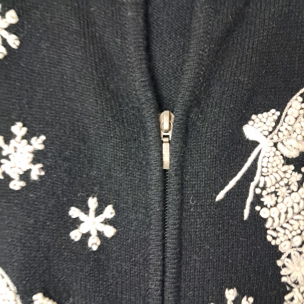 VTG Talbots Sweater Women's Medium Petite Black Angel Embroidered Wool Christmas - Picture 7 of 12